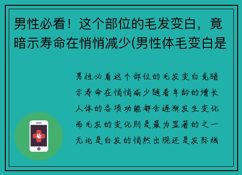 男性必看！这个部位的毛发变白，竟暗示寿命在悄悄减少(男性体毛变白是什么原因)